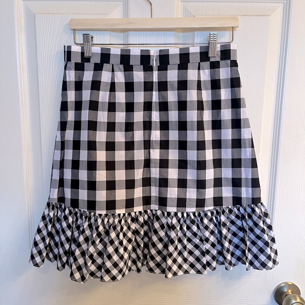 J. Crew Faux-Wrap Gingham Skirt with Ruffle in Size 4 - Picture 2 of 7